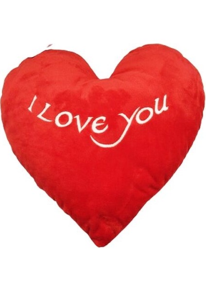Peluş Kalp Yastık Love You Yazılı 36X36CM Sevgililer Günü