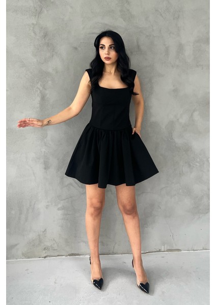 Volaren Siyah Balon Elbise