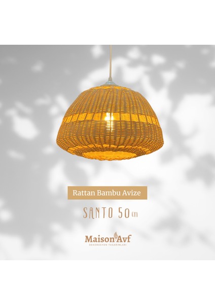 Santo Rattan Bambu Sarkıt Avize 50 cm