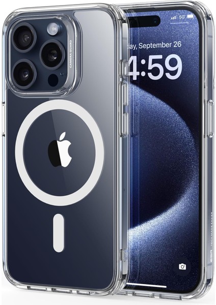 iPhone 15 Pro Kılıf Magsafe Wireless Şarj Özellikli Şeffaf Kılıf
