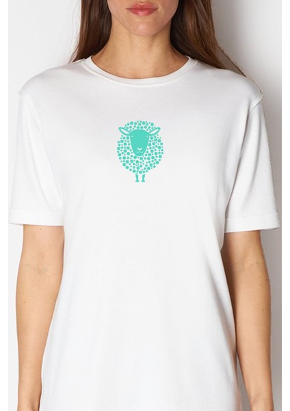 Benekli Kuzu Beyaz Kısa Kollu Penye T-Shirt Elbise fiyatları