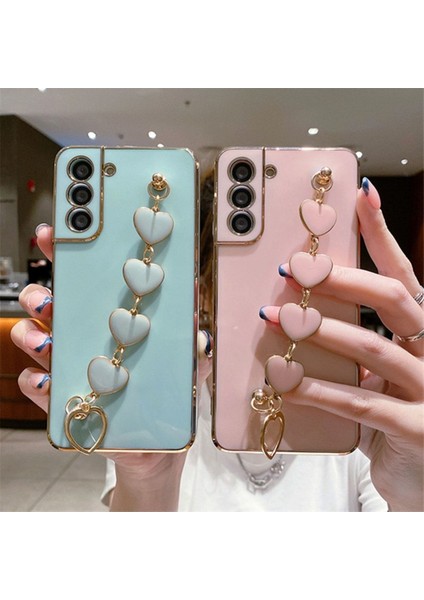 Xiaomi Redmi Note 9 Pro Kılıf Parlak Gold Kalp Desenli Askılı Bilezik Kamera Korumalı modelleri