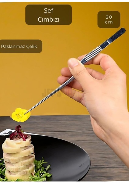 Kıvrımlı Şef Cımbızı Paslanmaz Dekor Cımbızı Çelik Yemek Cımbızı Maşa 20 cm