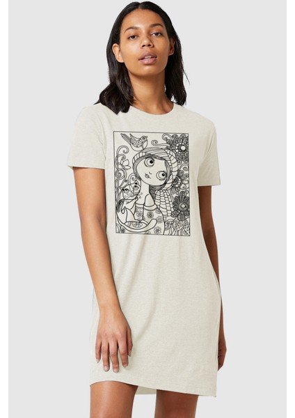 Doğal Kız Gri Kısa Kollu Penye T-Shirt Elbise