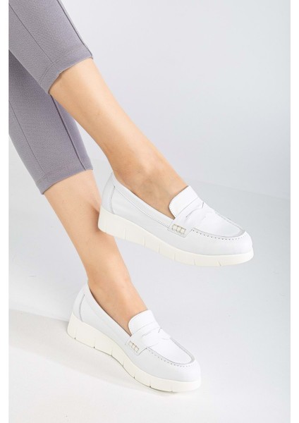 Kadın Deri Rahat Günlük Ayakkabı - Beyaz fiyatları