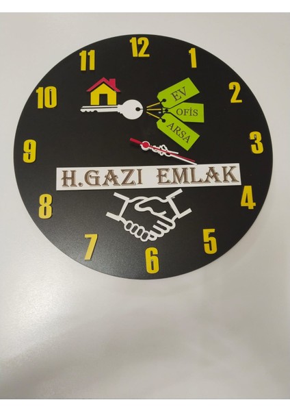 Emlak Ofisi Duvar Saati (Çok Şık Hediye Isim Yazılır)