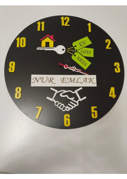 Emlak Ofisi Duvar Saati (Çok Şık Hediye Isim Yazılır) modelleri