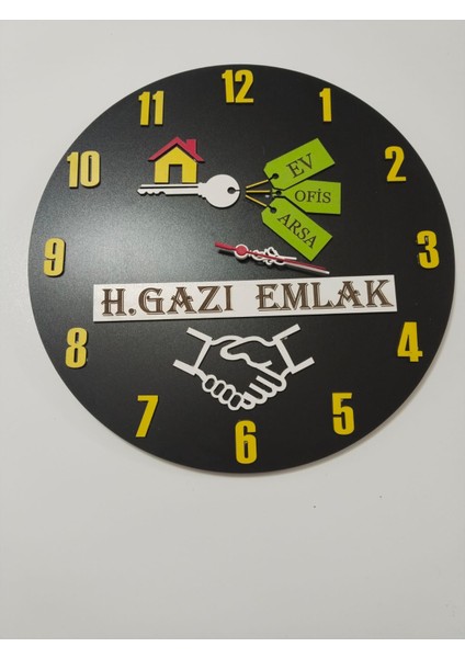 Emlak Ofisi Duvar Saati (Çok Şık Hediye Isim Yazılır) fırsatları