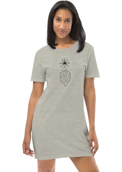 Yıldız Prenses Gri Kısa Kollu Penye T-Shirt Elbise