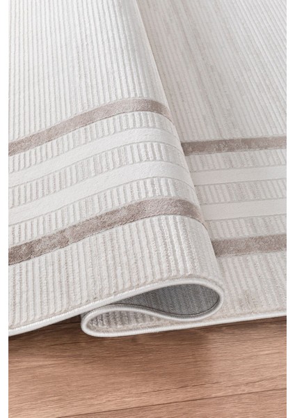 Bienal Vl Saçaklı Modern Dokuma Halı, Oturma Odası,salon,mutfak Halısı 8694A-BEJ