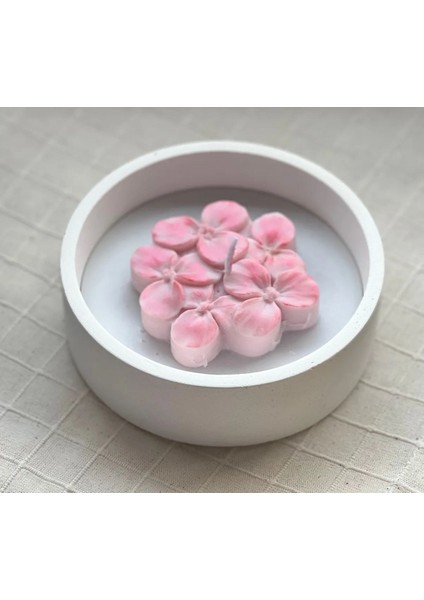 Pembe Çiçek Mum Kase 400GR