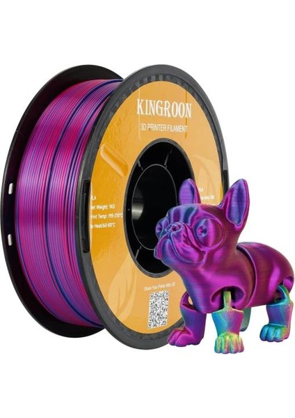 Üç Renk Silk Pla Filament - Altın, Fuşya, Mavi - 1.75MM - 1kg