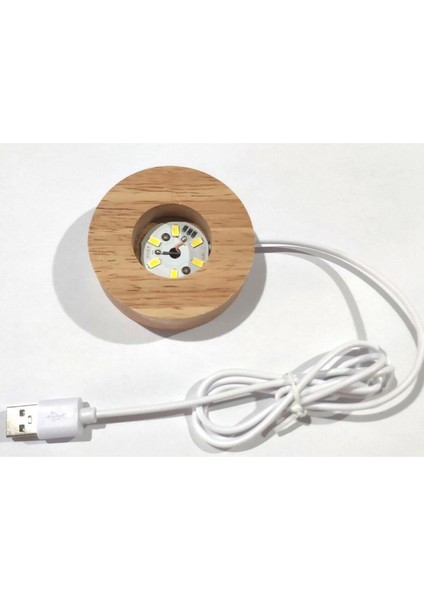 Işıklı Ahşap Kaideli Satürn Cam Küre 6cm