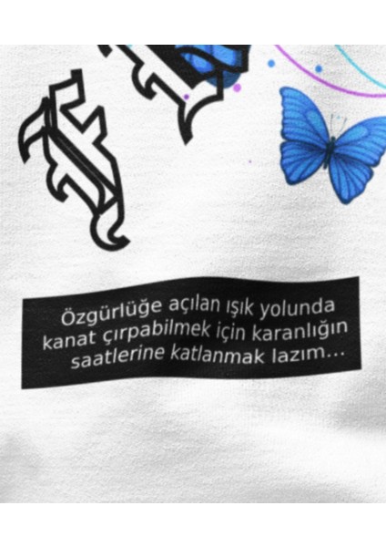 Freedom(Özgürlük) Kelebek Kadın Baskılı Sweatshirt modelleri