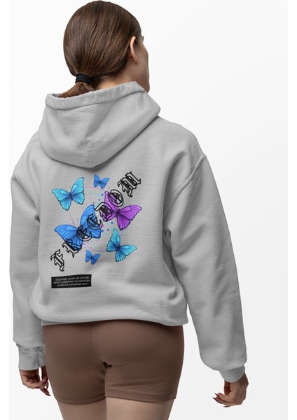 Freedom(Özgürlük) Kelebek Kadın Baskılı Sweatshirt