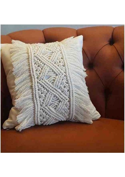 Makrome Dekoratif Köşe Kırlent Kılıfı (40×40)