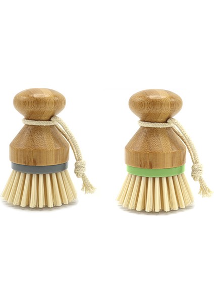 2 Paket Mutfak Temizleme Fırçası, Tencere, Tava, Bulaşık, Lavabo ve Sebzelerin Temizliği Için Çıkarılabilir Bambu Bulaşık Fırçası (Yurt Dışından)