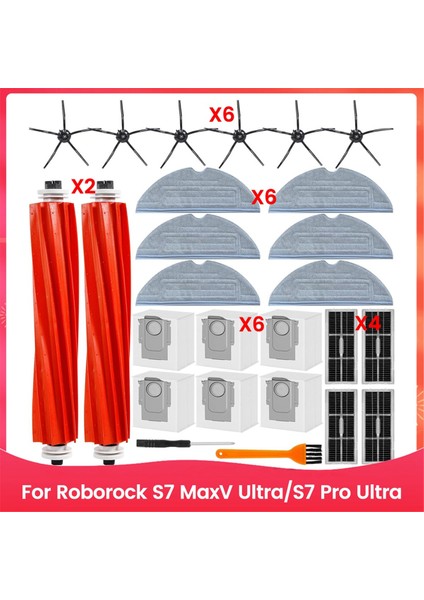 S7 Maxv Ultra Pro Robot Süpürge Ana Yan Fırça Hepa Filtre Paspas Bezi Toz Torbaları Aksesuarları (Yurt Dışından)