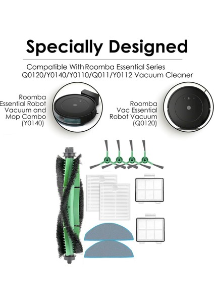 Essential Robot Y0140 Y0112 Y0110 Q011 Q0120 Vakum Ek Parçaları Silindir Yan Fırça Filtreler Paspas (Yurt Dışından)