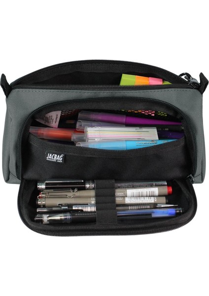 Prime Xl Lastik Ayraçlı Iki Bölmeli Gri Erkek Kalem Çantası