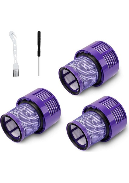 Dyson V10 Cyclone Serisi, V10, V10 Animal, V10 Absolute, V10 Total Clean, SV12 Için 3'lü Yedek Filtre Paketi (Yurt Dışından)
