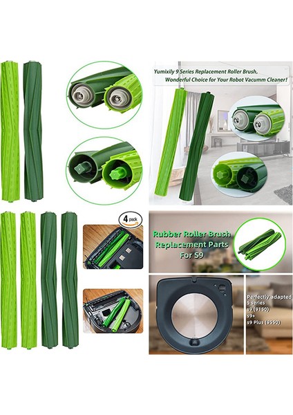 Irobot Roomba S9 (9150) S9+ S9 Plus (9550) Robot Süpürge Yedek Parçaları Için Kauçuk Rulo Fırça Takımı (Yurt Dışından)