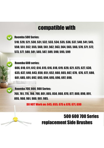Yan Fırça Değiştirme Irobot Roomba 500 600 700 Serisi 692 694 680 660 Yedek Parçalar Elektrikli Süpürge Aksesuarları (Yurt Dışından) modelleri