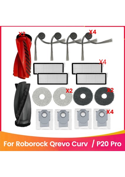 Roborock Qrevo Curve / P20 Pro Robot Süpürge Ataşmanları Için Yedek Parçalar Ana Yan Fırça Hepa Filtre Paspas Toz Torbası (Yurt Dışından) fiyatları