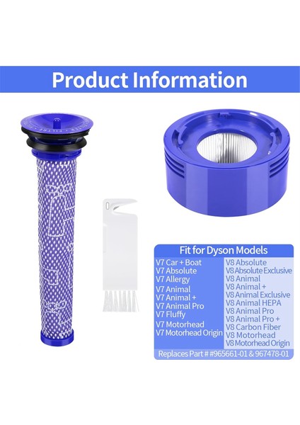 Dyson V7 V8 Kablosuz Elektrikli Süpürgeler Için Filtre Seti Yedek Ön Filtre ve Son Filtre Aksesuarları Yedek Parçalar (Yurt Dışından) fiyatları