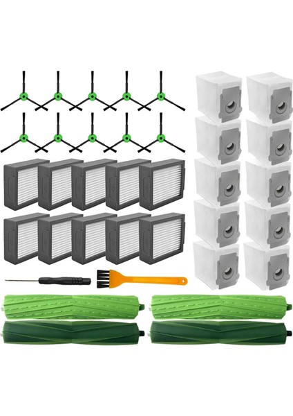 Irobot Roomba Combo I5, I5+, J5, J5 Plus Yedek Parça Aksesuarları Ana Yan Fırça Hepa Filtre Toz Torbaları (Yurt Dışından)
