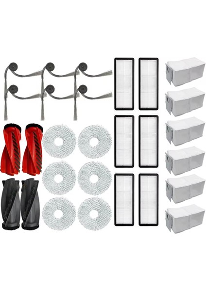 Roborock Qrevo Curv / P20 Pro Vakum Parçaları Ana Silindir Yan Fırça Hepa Filtre Paspas Bezi Toz Torbası Aksesuarları (Yurt Dışından)