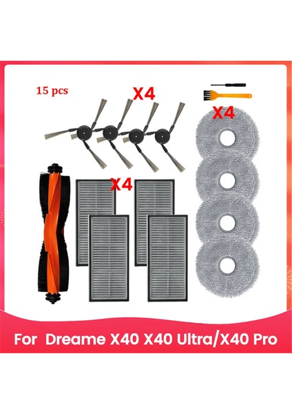 Dreame X40 X40 ULTRA/X40 Pro Robot Süpürge Için Ana Yan Fırça Paspas Pedleri Paçavralar Hepa Filtre Toz Torbası Aksesuarları (Yurt Dışından)