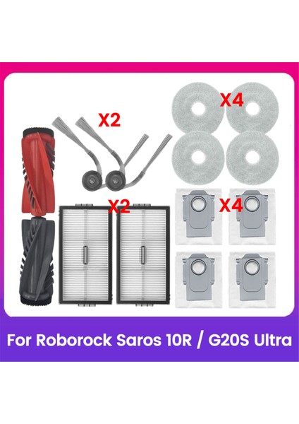 Roborock Saros 10R / G20S Ultra Vakum Parçaları Için 13 Adet Ana Fırça Yan Fırça Filtre Paspas Pedi Toz Torbaları Yedek Parçaları (Yurt Dışından)