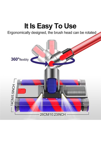 Dyson V7 V8 V10 V11 V15 Serisi Motor Kafası, Yumuşak Rulo Temizleme Kafası, Çift Rulo Fırça Için Vakum Kafasının Değiştirilmesi (Yurt Dışından) modelleri