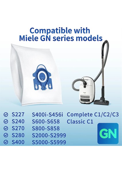 Miele Classic C1 Komple C1, C2, C3, S400I S600 S2 S5 S8 Serisi Için Miele Gn Vakum Torbaları Için 20 Adet 3D Toz Torbaları (Yurt Dışından) fiyatları