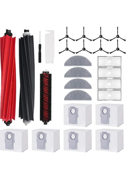 Roborock S8 Pro Ultra Ana Yan Fırça Hepa Filtre Paspas Toz Torbası Elektrikli Süpürge Aksesuarları Kiti (Yurt Dışından)