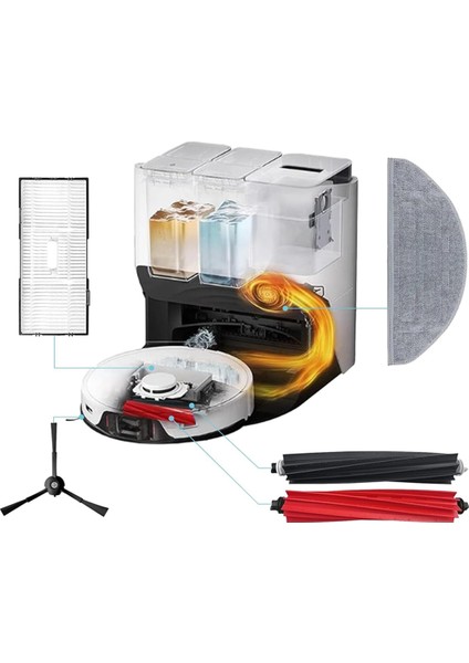 Roborock S8 Pro Ultra Ana Yan Fırça Hepa Filtre Paspas Toz Torbası Elektrikli Süpürge Aksesuarları Kiti (Yurt Dışından) modelleri