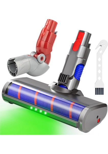 Dyson V7 V8 V10 V11 V15 Elektrikli Süpürgeler Için Ekler Yumuşak Silindir Sert Zemin Fırçası LED Toz Işığı ile Düşük Erişimli Adaptör (Yurt Dışından)