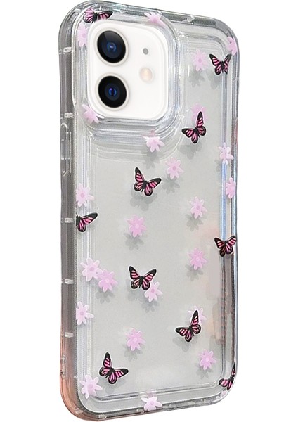 iPhone 12 / 12 Pro Çiçekli Butterfly Seri Silikon Kapak