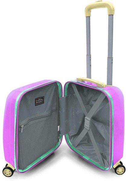 Kız Çocuklar Için Yeşil Mor Paten Desenli Valiz ve Bel Çantası Seyahat Seti 16772 fiyatları