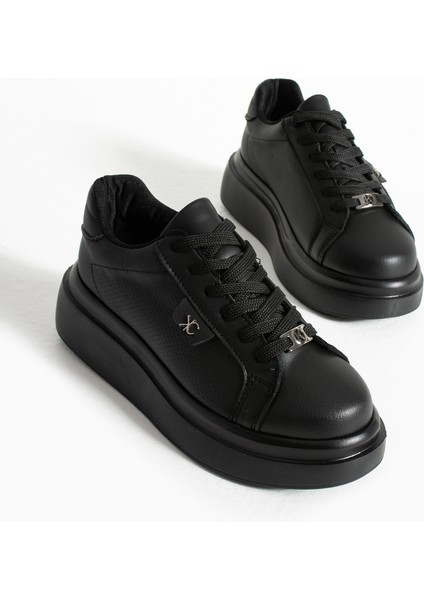 Osim Siyah Deri Bağcıklı Kadın Sneakers