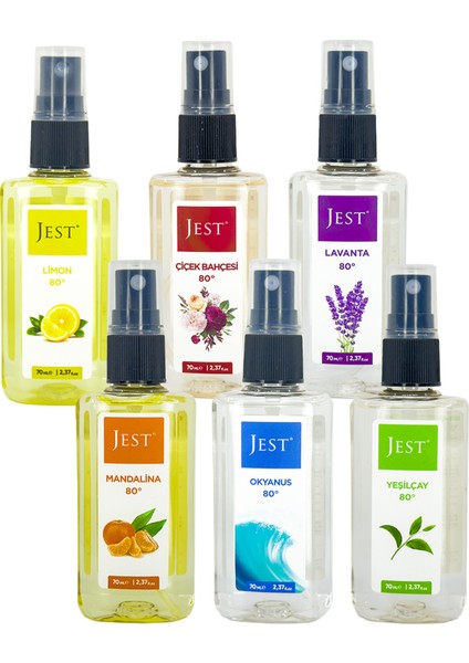 6'lı Mini Set Kolonya(Limon-Çiçek Bahçesi-Okyanus-Yeşilçay-Mandalina-Lavanta)