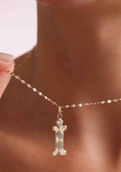 14 Ayar Altın I Harf Füzyon Kolye