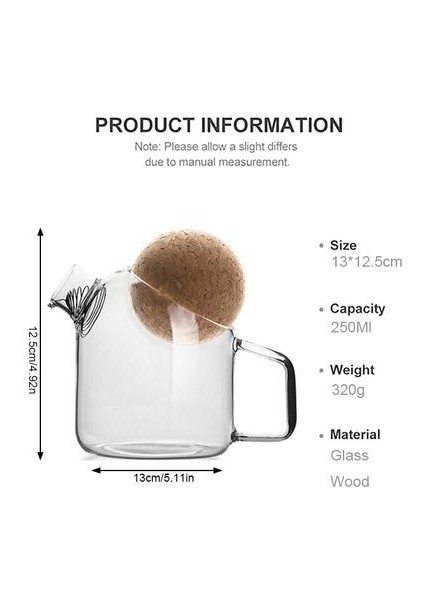 250ML Yaratıcı Cam Su Potu Ahşap Top Patlama Anti Ket Işyası (Yurt Dışından)