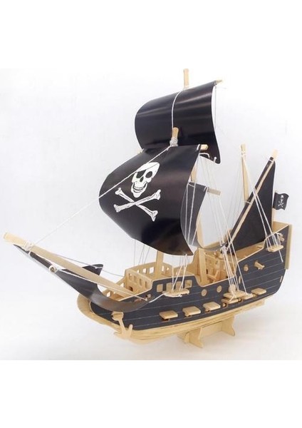 3D Korsan Tekne Modeli Diy Ahşap Bulmaca Woodcraft Seti Gemisi Ahşap Model Bulmaca Çocuklar Için Eğitim Yapboz Oyuncak | Bloklar (Siyah) (Yurt Dışından)