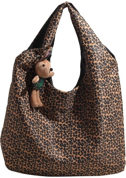 Büyük Kapasiteli Internet Ünlü Leopar Desenli Çanta Kadın Çantası Moda Moda Doku Tek Omuz Koltukaltı Çantası Batı Tarzı Sırt Çantası Kadın (Yurt Dışından)