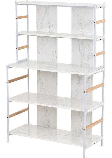 Rafito Metal & Ahşap Bohem 5 Raflı Mdf Çok Amaçlı Kahve Köşesi Mutfak Rafı