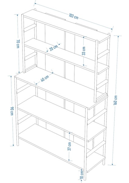 Rafito Metal & Ahşap Bohem 5 Raflı Mdf Çok Amaçlı Kahve Köşesi Mutfak Rafı