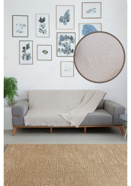 Zikzakdesen 170 x 210 cm Pamuklu Koltuk Örtüsü, Çekyat Örtüsü, Çok Amaçlı Pike