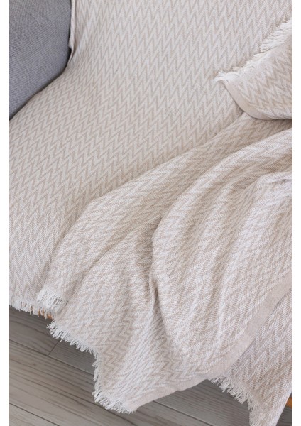 Zikzakdesen 170 x 210 cm Pamuklu Koltuk Örtüsü, Çekyat Örtüsü, Çok Amaçlı Pike